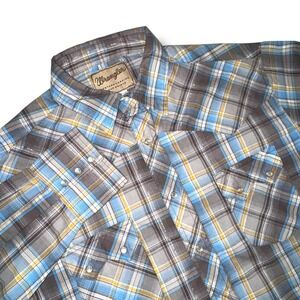 Wrangler Mens Western Fashion Plaid Long Sleeve Pearl Snap Shirt Men's XL